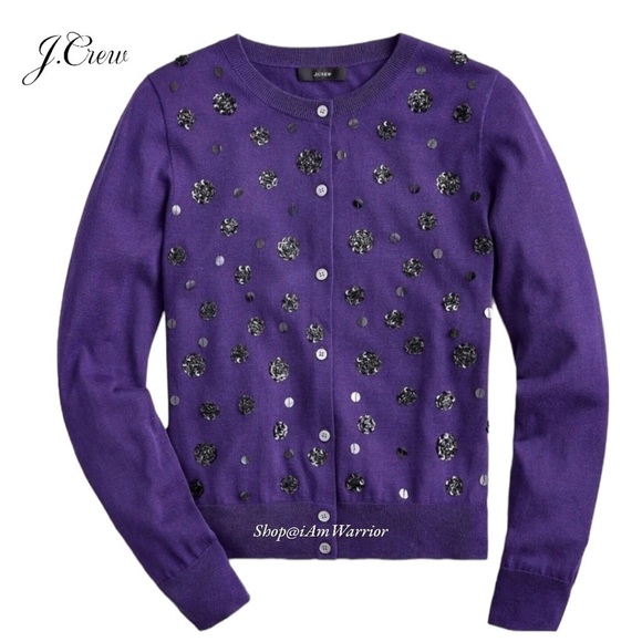 J.Crew sequin cluster button front crewneck cardigan *shop@iamwarrior - Picture 3 of 8